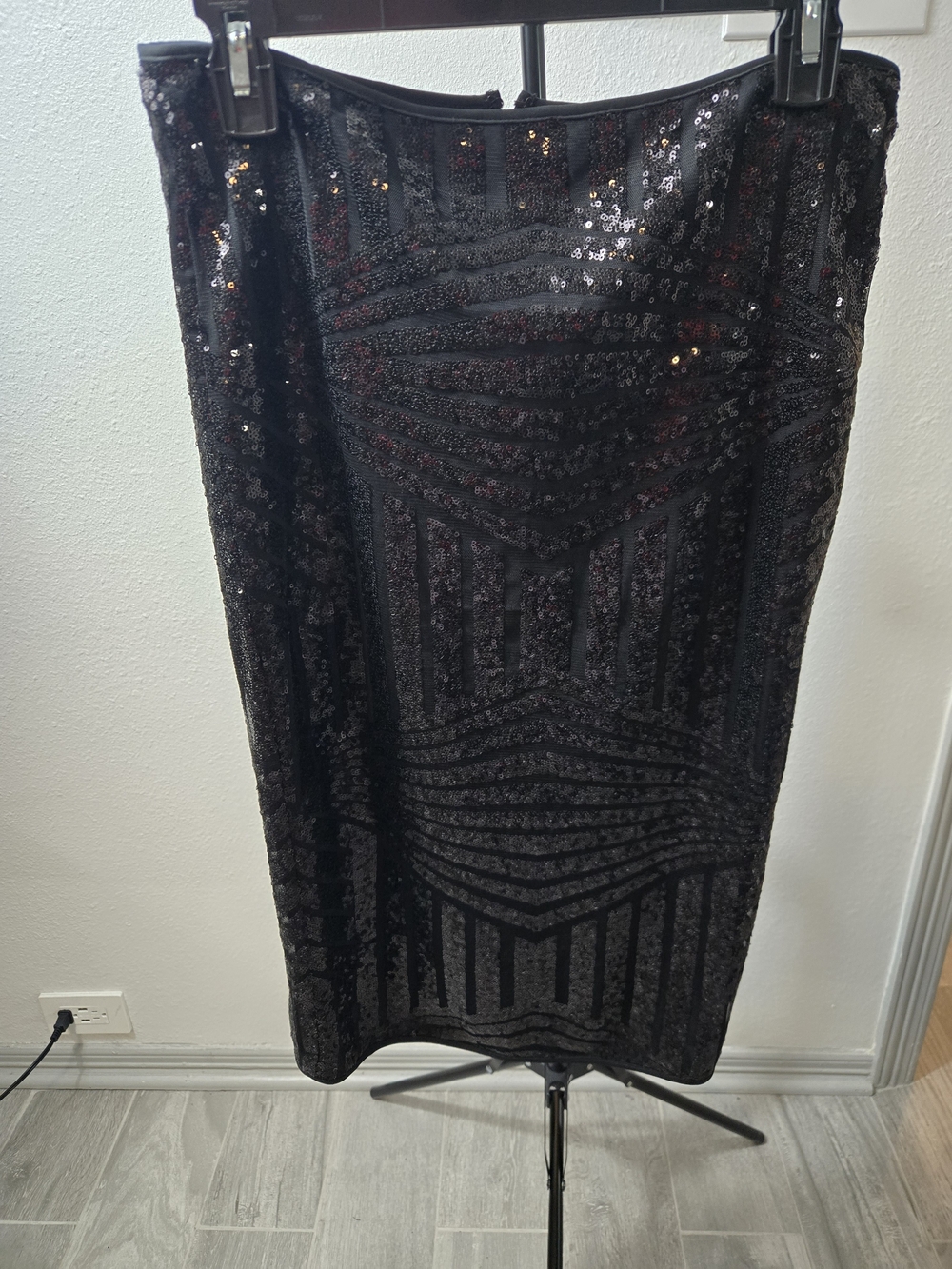 Soprano Black Sequin Pencil Skirt